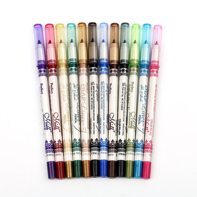 12 Color Highlighter Eye Shadow Pen White Stick Lip Liner