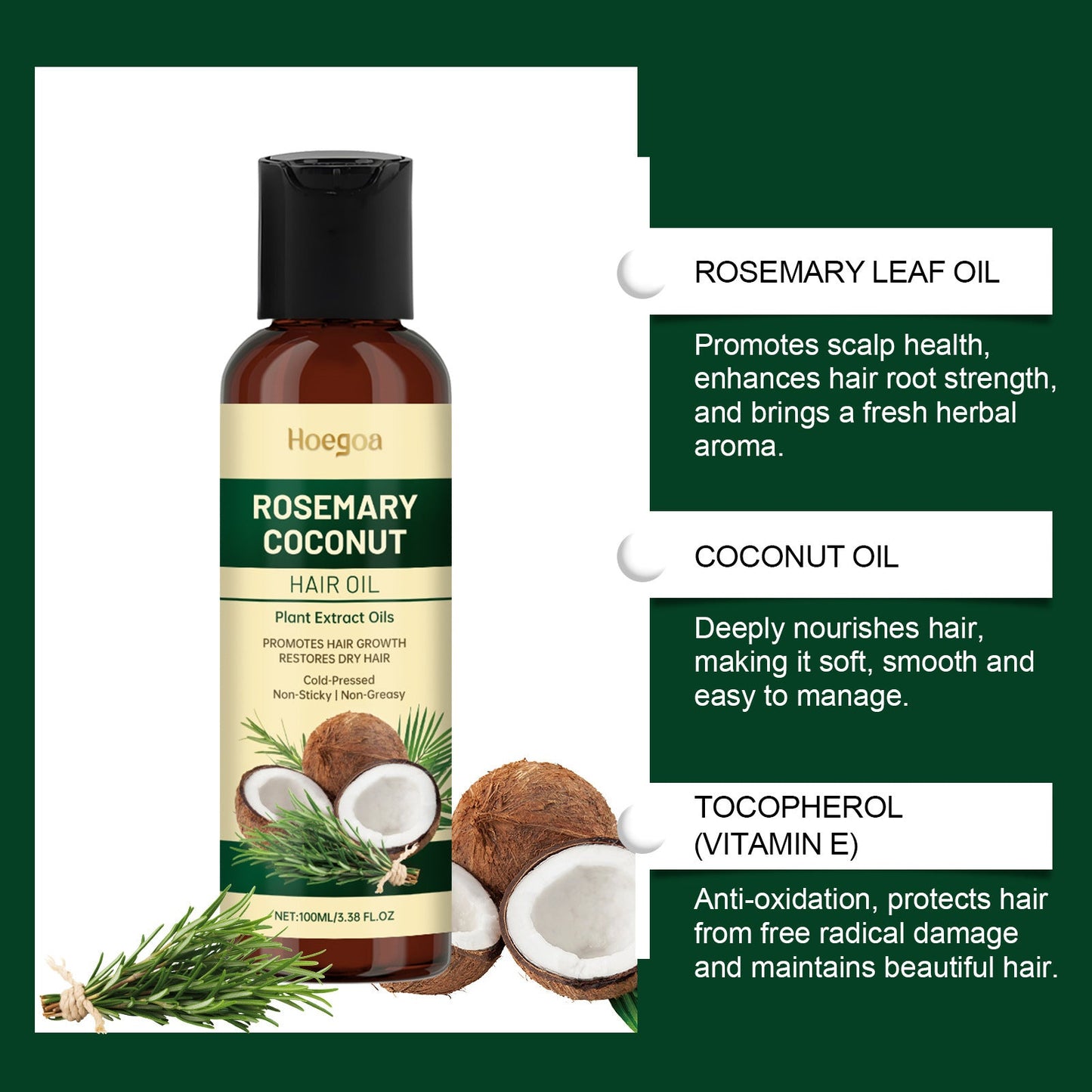 Rosemary Coconut Hair Oil Nourishing Moisturizing Fragrance Care  